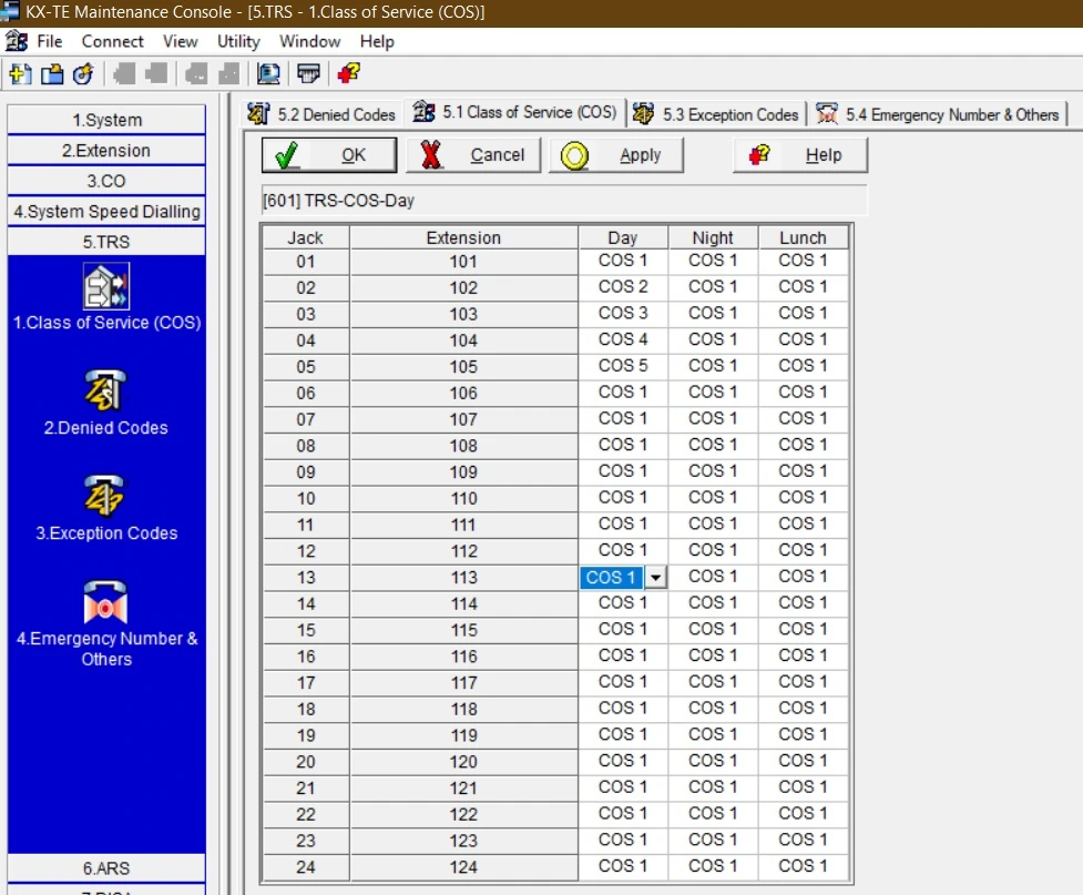 Setting Class of Service