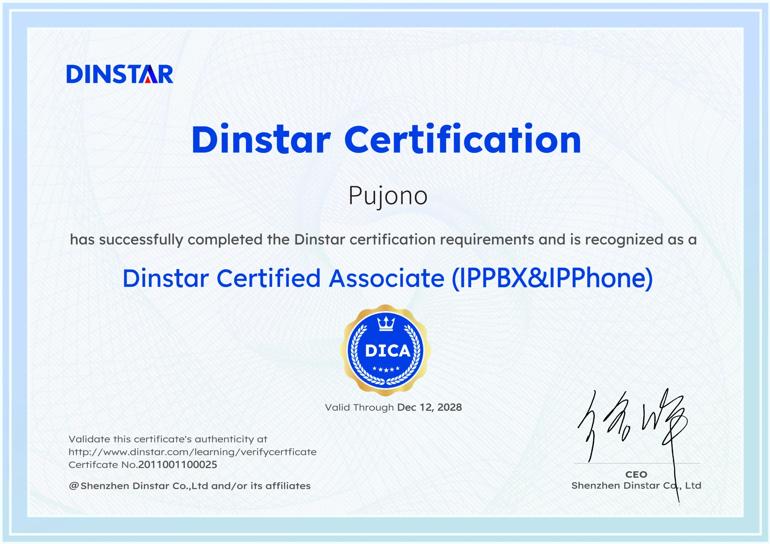 Service IP PBX Dinstar Garansi Expert Teknisi 2 Sertifikat DICA Dinstar Certified IP Communication Associate